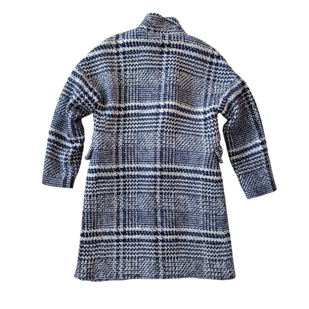 CECILIE Copenhagen Anthropologie Alvia Plaid Overcoat Navy Wool Blend Coat- S - Picture 3 of 9